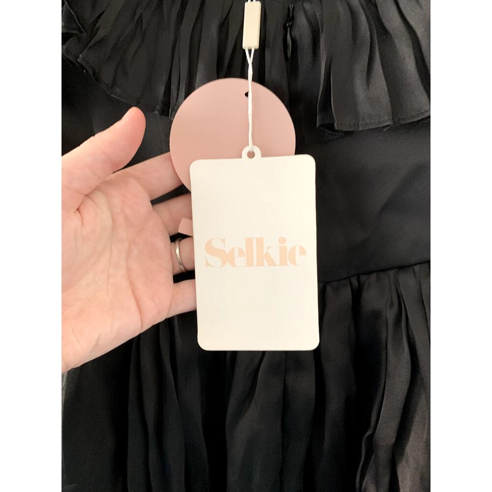 NEW Selkie Caviar Black The French Mayfair Long Puff Dress Size Small - Picture 5 of 7